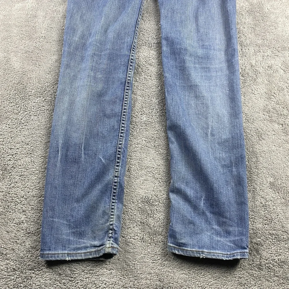 Levi's 519 Slim Jeans Mens 32X34‎ Blue Medium Wash Low Rise Distressed